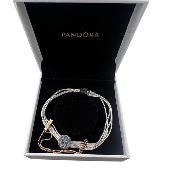 Pandora Reflections Sterling Silver Bracelet Multi Snake Chain 8" Includes Charm - Picture 1 of 11